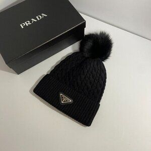 Prada Black Designer Winter Beanie